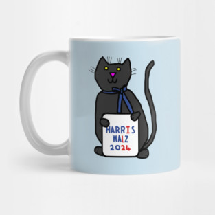 Cute Cat with Harris Walz 2024 Sign Mug