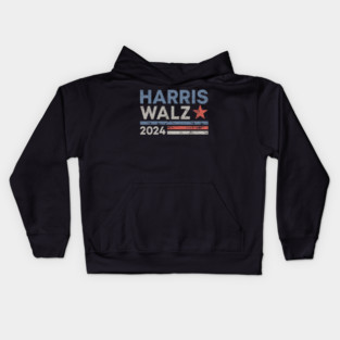 Harris Walz 2024 Election Kamala Harris Tim Walz 2024 Retro Star Stripes Kids Hoodie