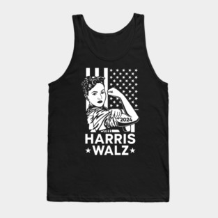Harris Waltz 2024 Election Vice President Kamala Harris Tim Walz 2024 American Flag Tank Top