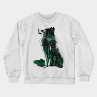 Green Wolf is Filled with a Forest Scene Crewneck Sweatshirt