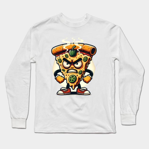 Funny Spicy Angry Pizza Slice Long Sleeve T-Shirt by logiamerch