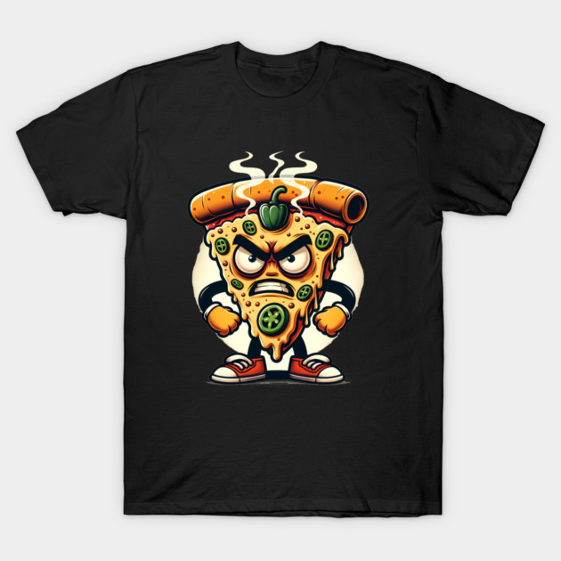 Funny Spicy Angry Pizza Slice T-Shirt by logiamerch