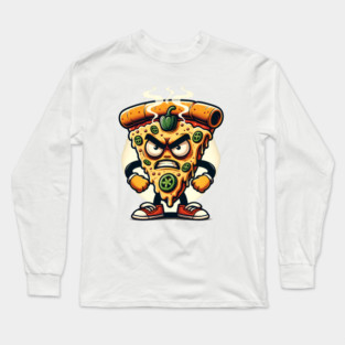 Funny Spicy Angry Pizza Slice Long Sleeve T-Shirt