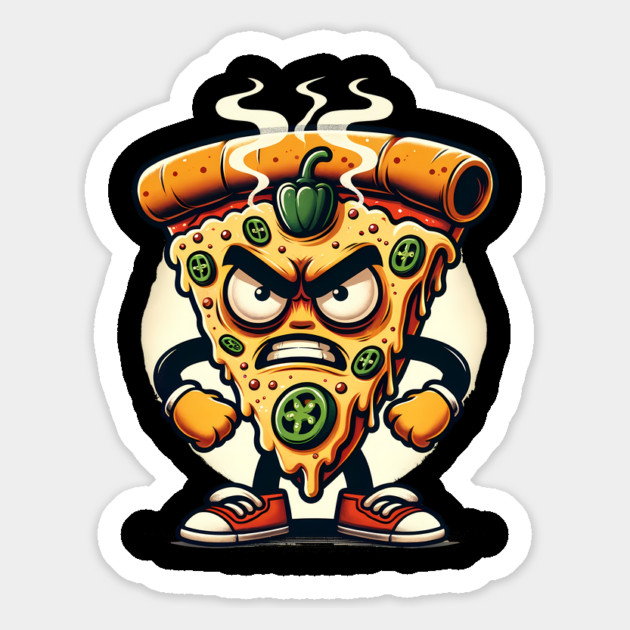 Funny Spicy Angry Pizza Slice Magnet by logiamerch