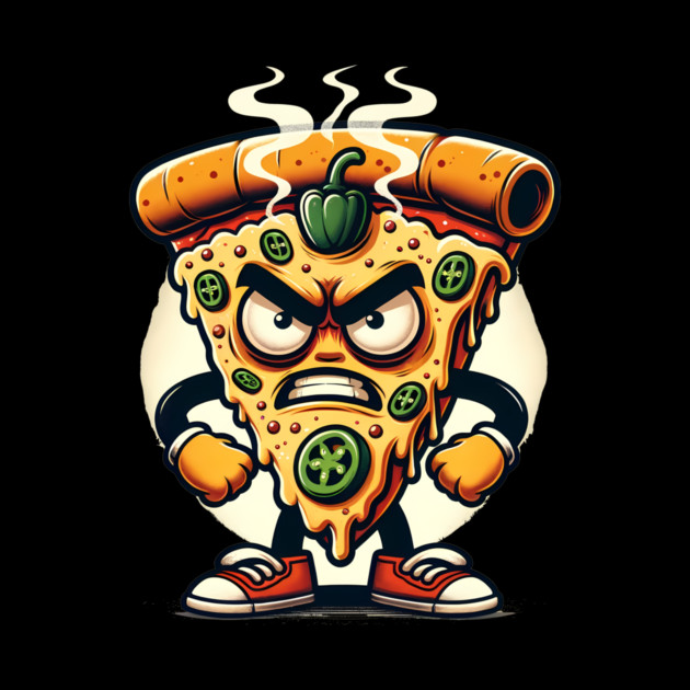 Funny Spicy Angry Pizza Slice by logiamerch