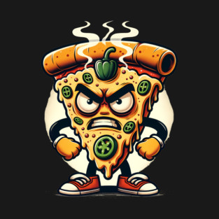 Funny Spicy Angry Pizza Slice T-Shirt