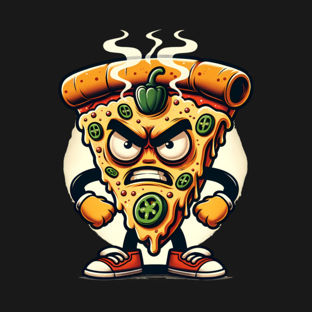 Funny Spicy Angry Pizza Slice by logiamerch
