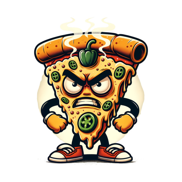 Funny Spicy Angry Pizza Slice by logiamerch