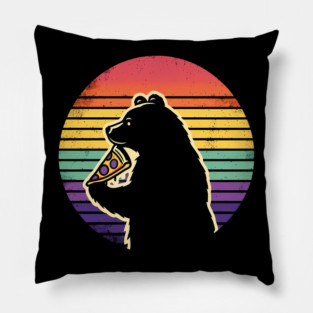Bear Love Pizza, Retro Style, Pizza Lover Pillow