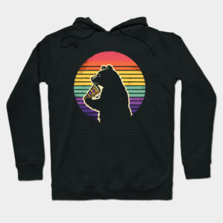 Bear Love Pizza, Retro Style, Pizza Lover Hoodie