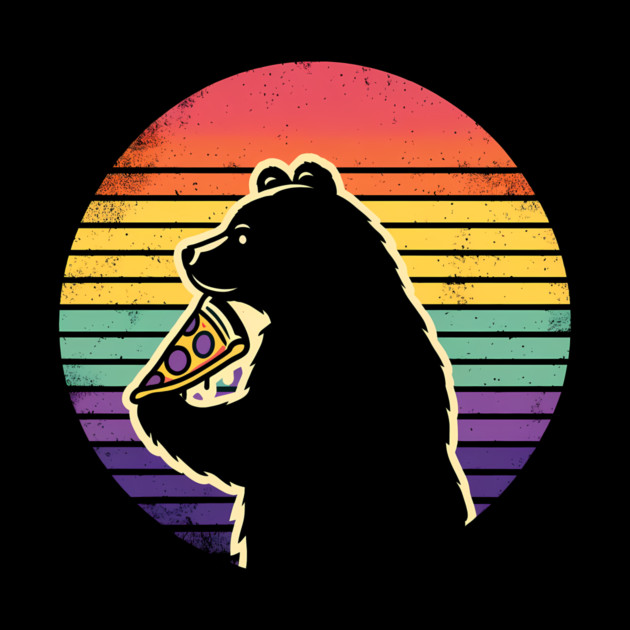 Bear Love Pizza, Retro Style, Pizza Lover by logiamerch