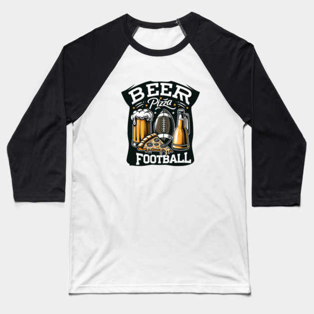 Funny Pizza and Beer Lover Baseball T-Shirt by logiamerch
