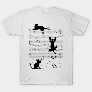 Cat Funny Music Notes Music Lover Funny Musician Gift lts-d T-Shirt