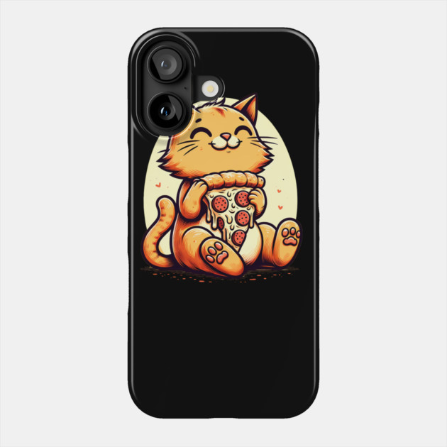 Cute Cat Eating Pizza, Funny Pizza Lover Phone Case by logiamerch