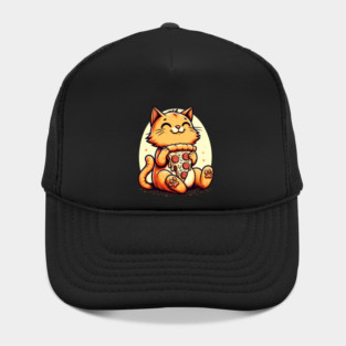 Cute Cat Eating Pizza, Funny Pizza Lover Hat