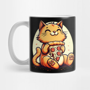 Cute Cat Eating Pizza, Funny Pizza Lover Mug