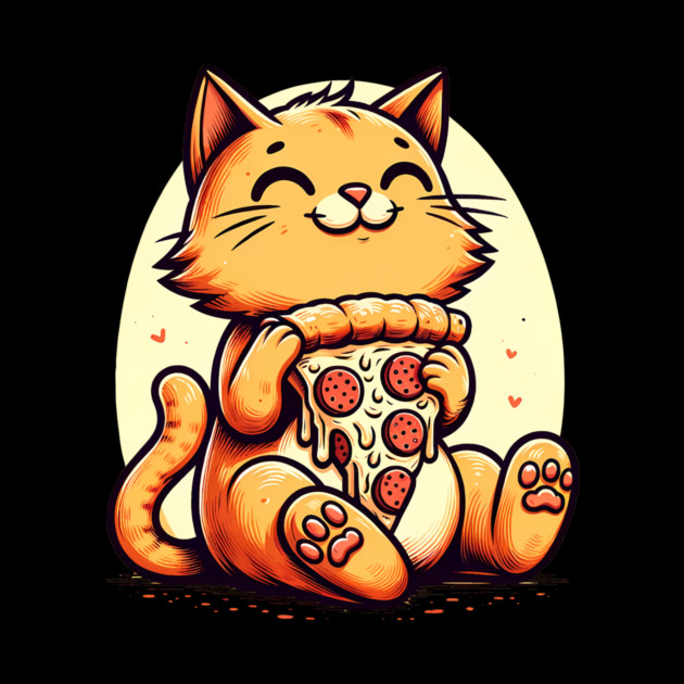 Cute Cat Eating Pizza, Funny Pizza Lover by logiamerch