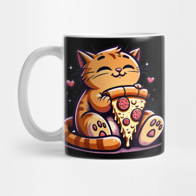 Cute Orange Cat Eating Pizza, Funny Pizza Lover by logiamerch