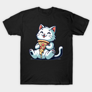 Cute Cat Eating Pizza, Funny Pizza Lover T-Shirt