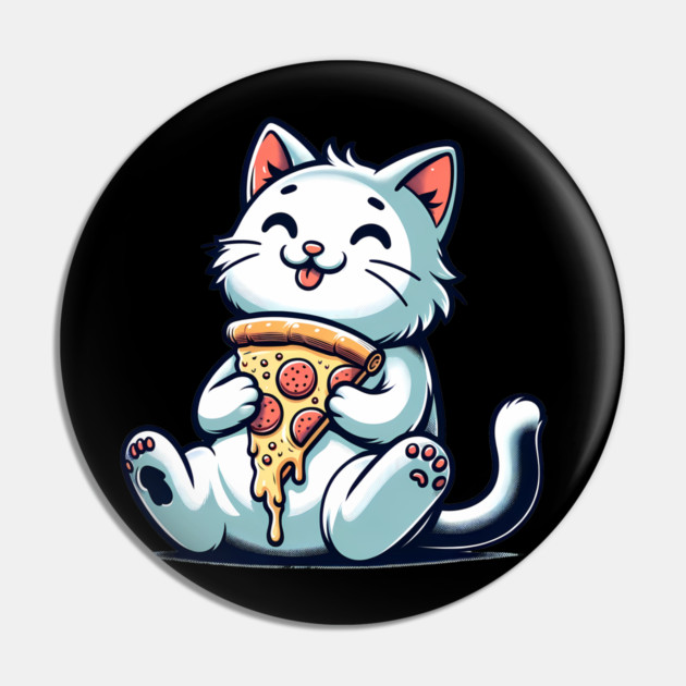 Cute Cat Eating Pizza, Funny Pizza Lover Pin by logiamerch