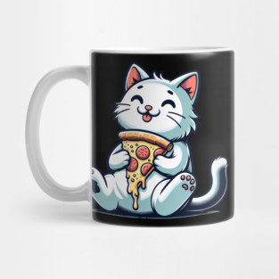 Cute Cat Eating Pizza, Funny Pizza Lover Mug