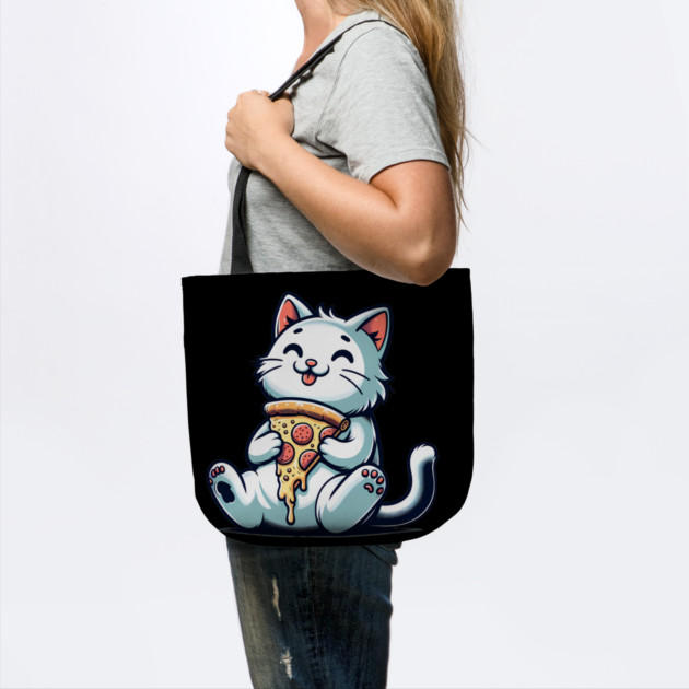 Cute Cat Eating Pizza, Funny Pizza Lover by logiamerch