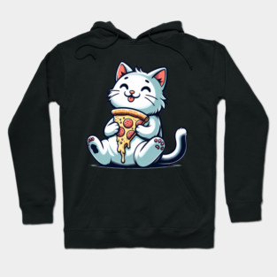 Cute Cat Eating Pizza, Funny Pizza Lover Hoodie