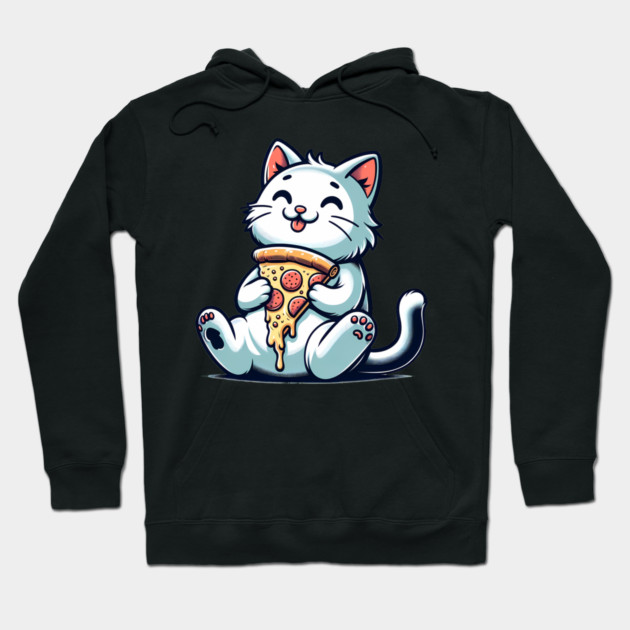 Cute Cat Eating Pizza, Funny Pizza Lover Hoodie by logiamerch