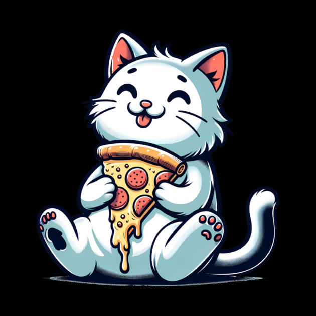 Cute Cat Eating Pizza, Funny Pizza Lover by logiamerch