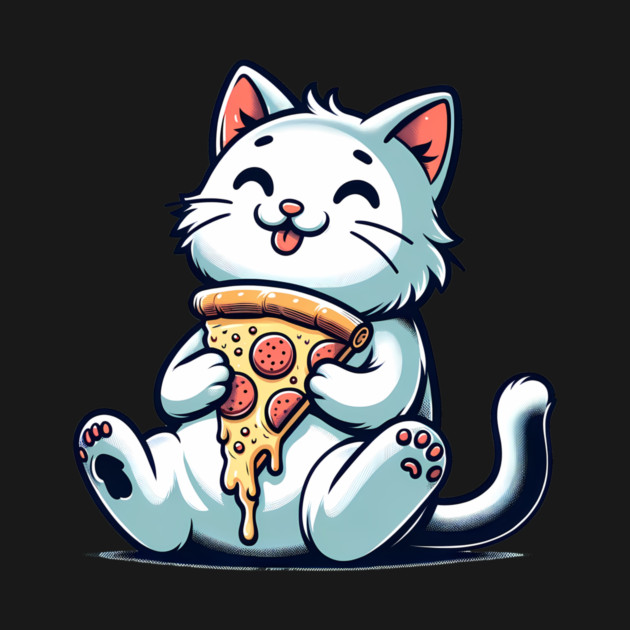 Cute Cat Eating Pizza, Funny Pizza Lover by logiamerch