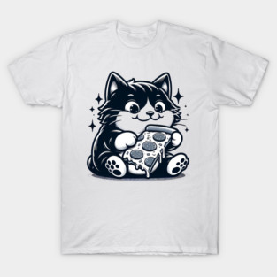 Cute Cat Eating Pizza, Funny Pizza Lover T-Shirt