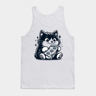 Cute Cat Eating Pizza, Funny Pizza Lover Tank Top