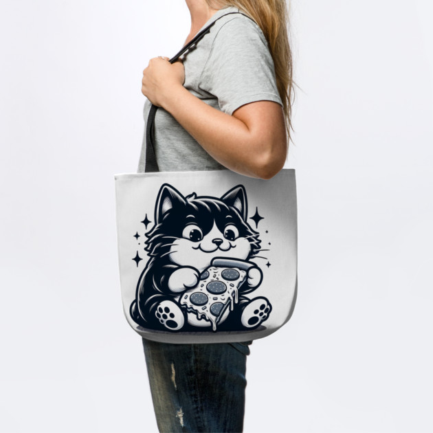 Cute Cat Eating Pizza, Funny Pizza Lover by logiamerch