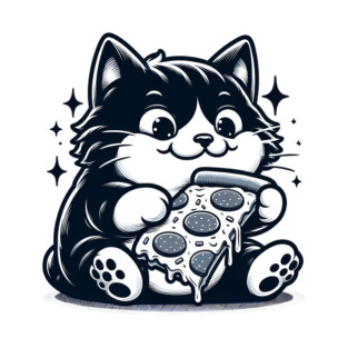 Cute Cat Eating Pizza, Funny Pizza Lover T-Shirt