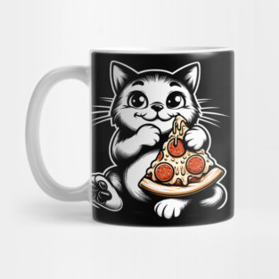 Cute Cat Eating Pizza, Funny Pizza Lover Mug