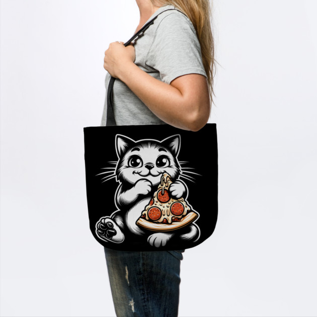 Cute Cat Eating Pizza, Funny Pizza Lover by logiamerch
