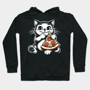 Cute Cat Eating Pizza, Funny Pizza Lover Hoodie