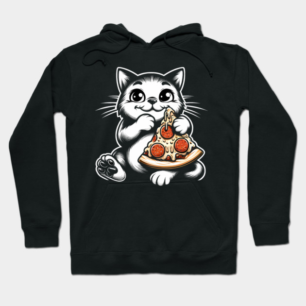 Cute Cat Eating Pizza, Funny Pizza Lover Hoodie by logiamerch