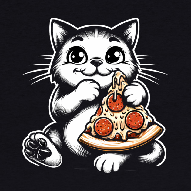Cute Cat Eating Pizza, Funny Pizza Lover by logiamerch