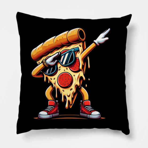 Funny Dabbing Pizza, Dancing Pizza Pose Pillow by logiamerch