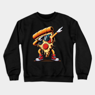 Funny Dabbing Pizza, Dancing Pizza Pose Crewneck Sweatshirt