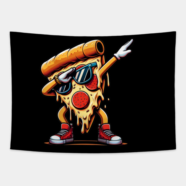 Funny Dabbing Pizza, Dancing Pizza Pose Tapestry by logiamerch