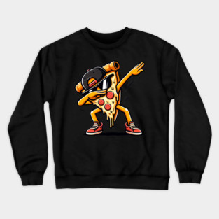 Funny Dabbing Pizza, Dancing Pizza Pose Crewneck Sweatshirt