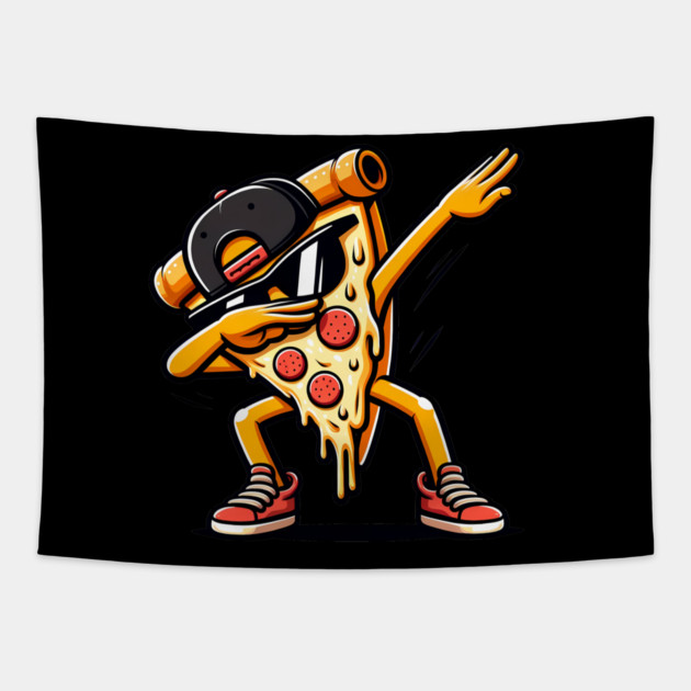 Funny Dabbing Pizza, Dancing Pizza Pose Tapestry by logiamerch