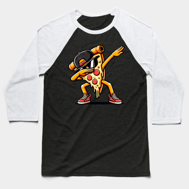 Funny Dabbing Pizza, Dancing Pizza Pose Baseball T-Shirt by logiamerch