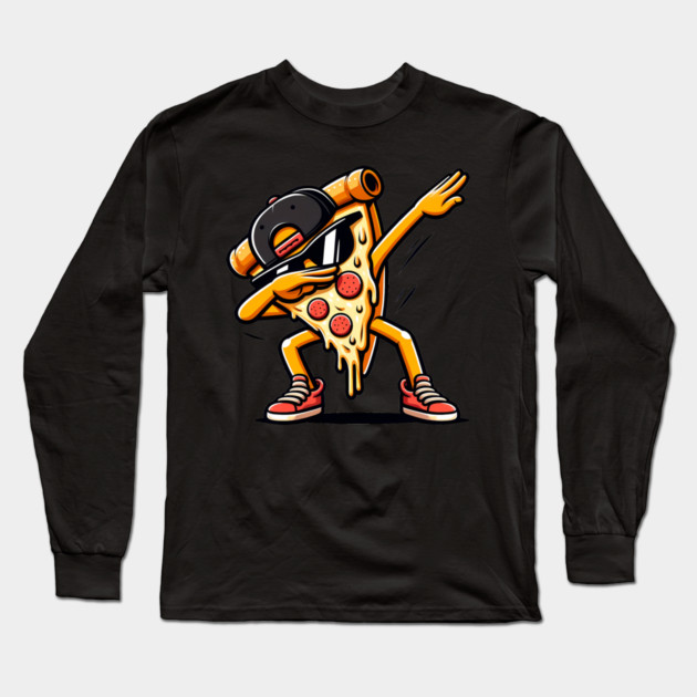 Funny Dabbing Pizza, Dancing Pizza Pose Long Sleeve T-Shirt by logiamerch