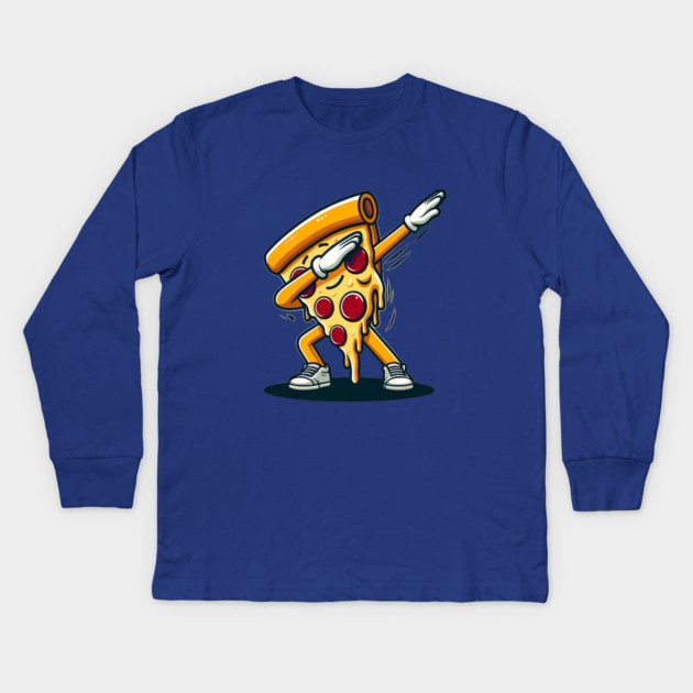 Funny Dabbing Pizza, Dancing Pizza Pose Kids Long Sleeve T-Shirt by logiamerch