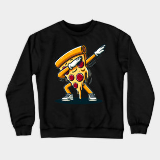Funny Dabbing Pizza, Dancing Pizza Pose Crewneck Sweatshirt