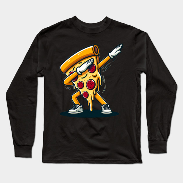 Funny Dabbing Pizza, Dancing Pizza Pose Long Sleeve T-Shirt by logiamerch