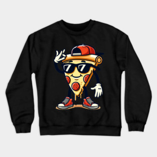 Funny Dabbing Pizza, Dancing Pizza Pose Crewneck Sweatshirt